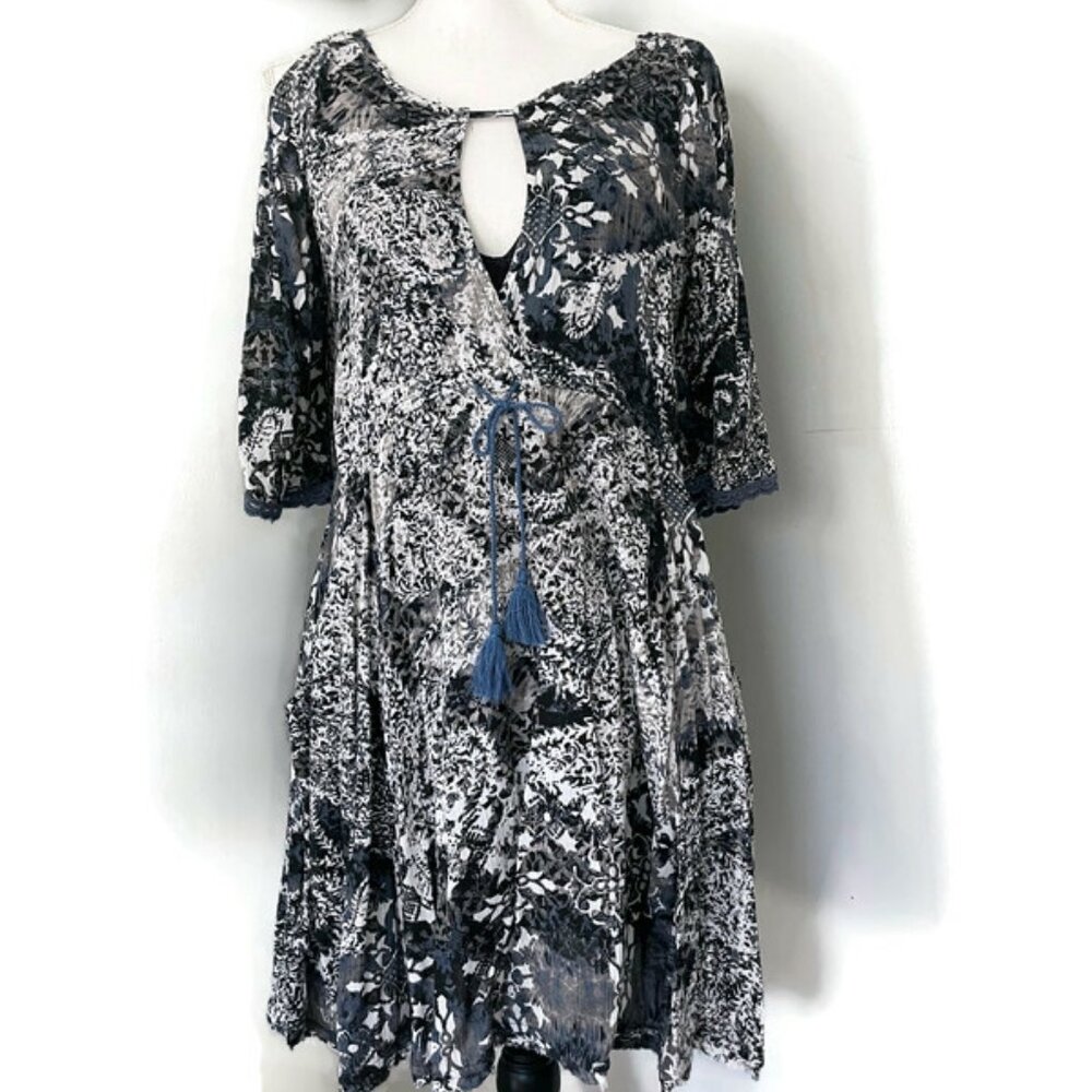 Free People Black & White Floral Print Dress